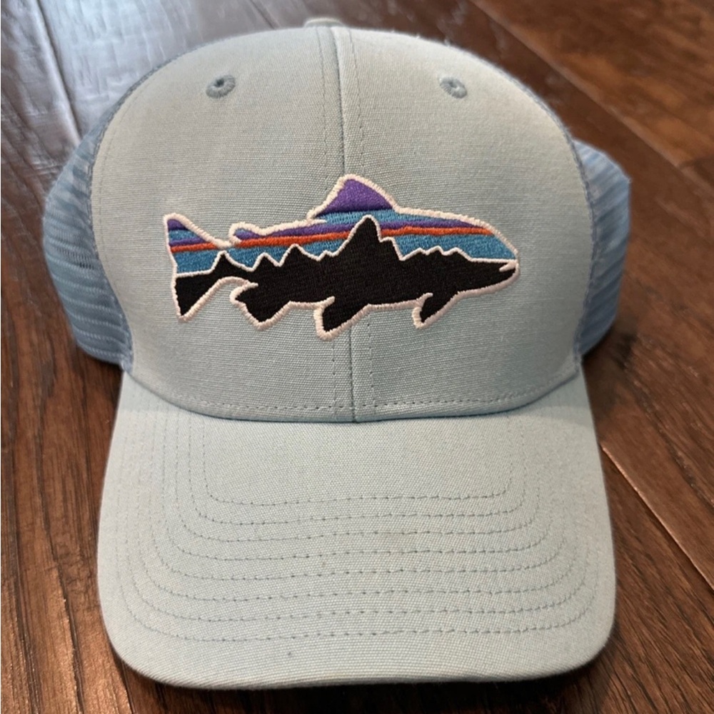 Patagonia Fitz Roy Fish Trout Hat Men Baseball Cap One Size Patagonia Blue